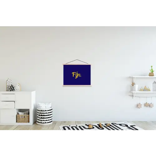 Blauw - Geel - Fijn textielposter latten blank klein -kinderkamer