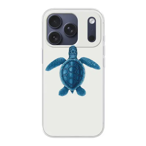 Schildpad - Blauw - Schild Telefoonhoesje iPhone 17 Pro klein -3d