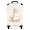 Beige dinosaurus met groene blaadjes NBS - Handbagage koffer - Kinderen Unisex middel -productfoto_recht