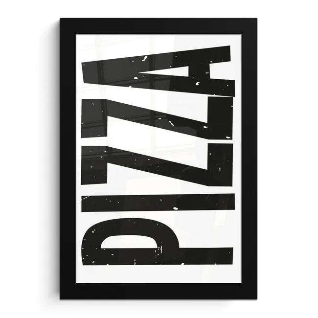 Pizza - Japandi - Decoratie - Vintage fotolijst zwart zonder passe partout klein -3d