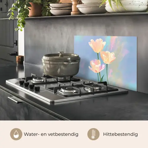 Tulpen - Roze accenten - Blauw keuken achterwand spatscherm klein -usp_NL