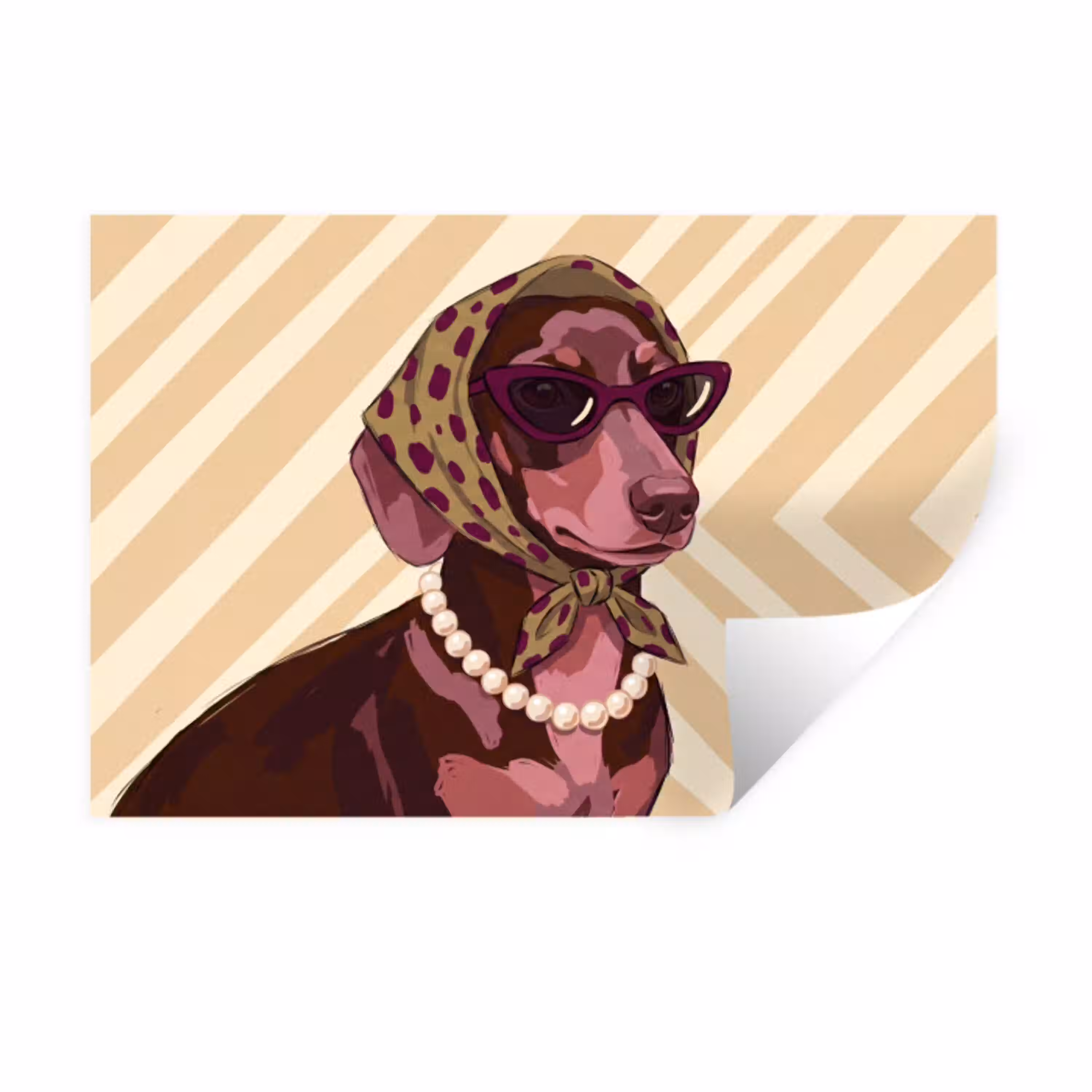 Hond - Zonnebril - Hoofddoek - Dieren - Modern Muursticker klein -3d