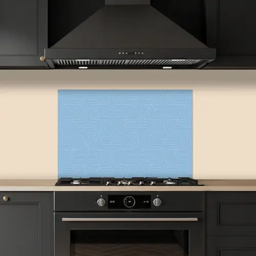Blauw - Wit - Lijnen - Patroon keuken achterwand spatscherm klein 900 -sfeer1