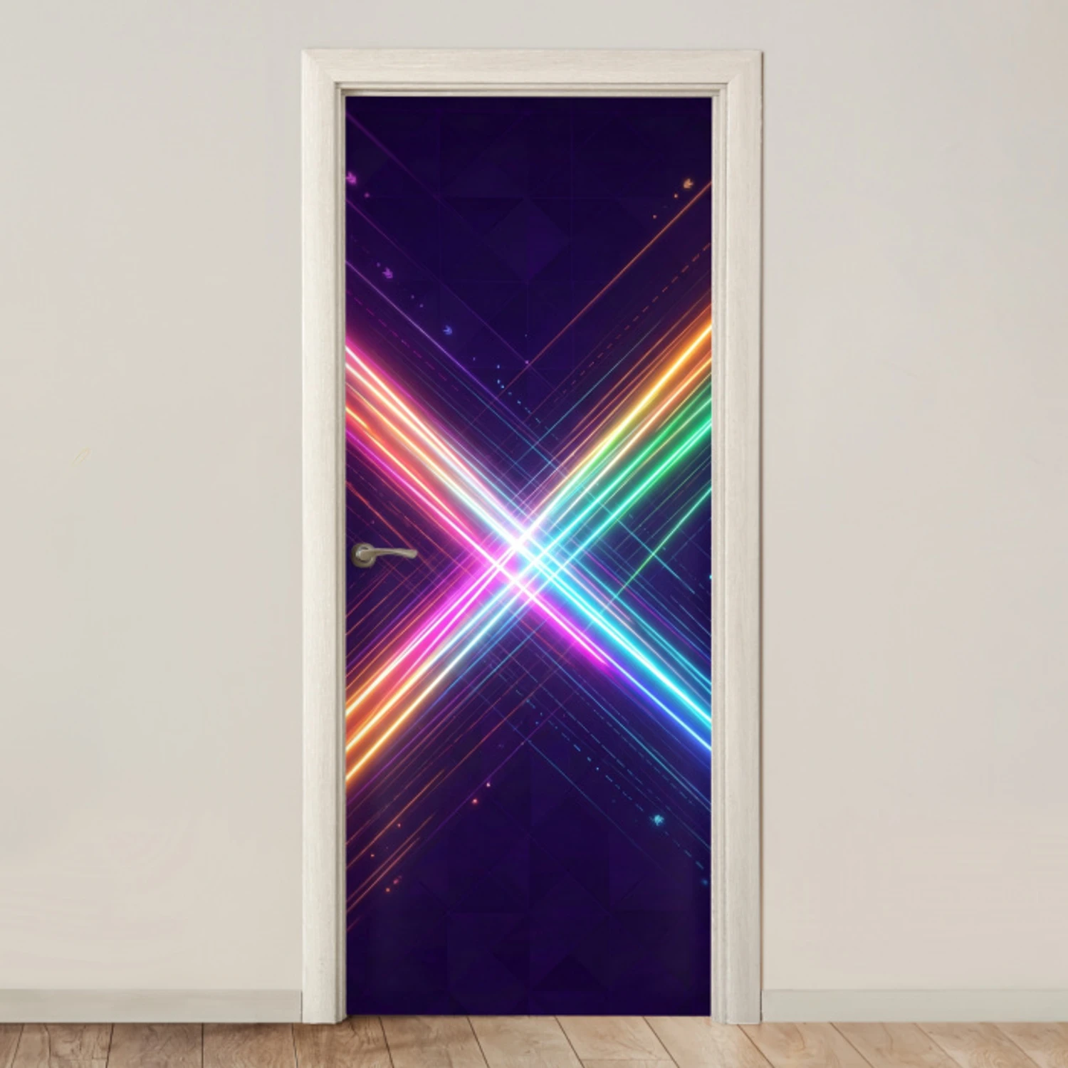 Kruisen - Lasterstralen - Neon deurposter klein -3d_beige