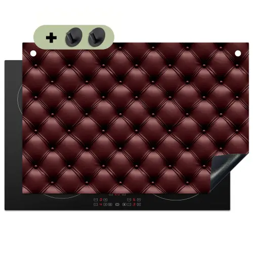 Leer - Patroon - Bordeaux Inductie beschemer met haakjes klein 777 -3d