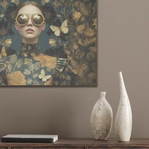 Vrouw - Bladeren - Goud - Vlinders PET vilt klein -sfeer6_closeup