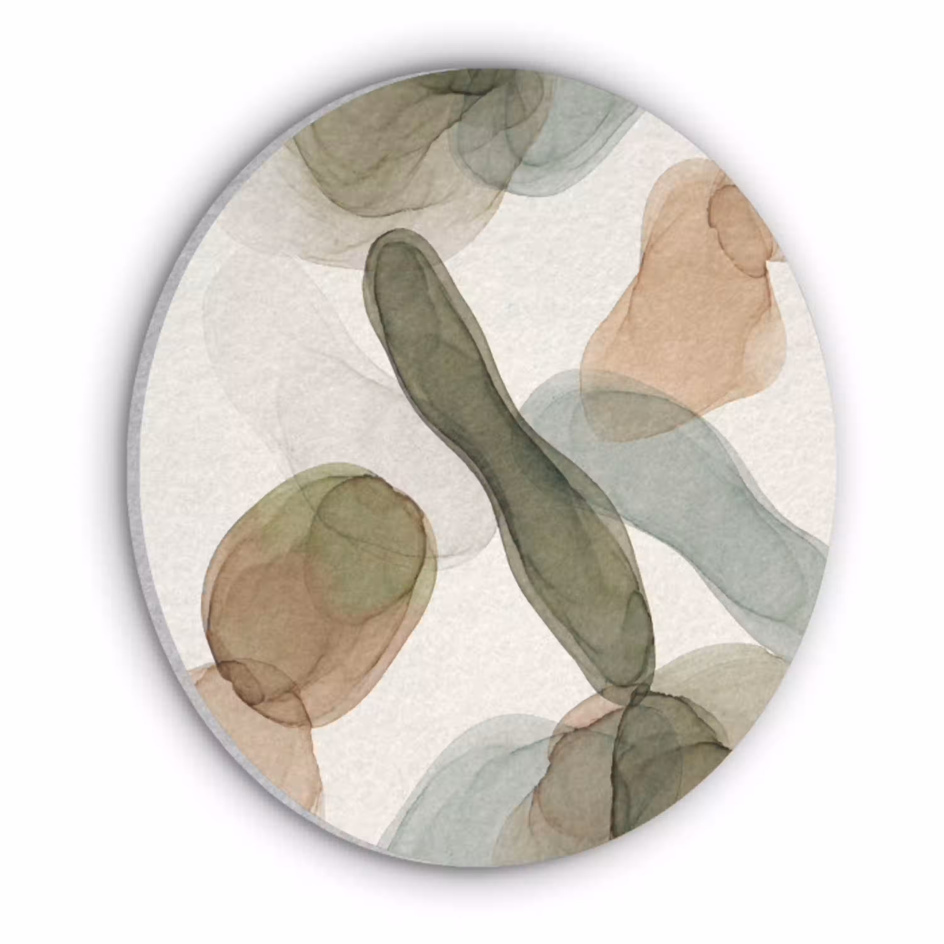 Abstract - Vormen - Modern - Kunst - Groen - Bruin Akoestische PET Vilt - Rond klein -3d