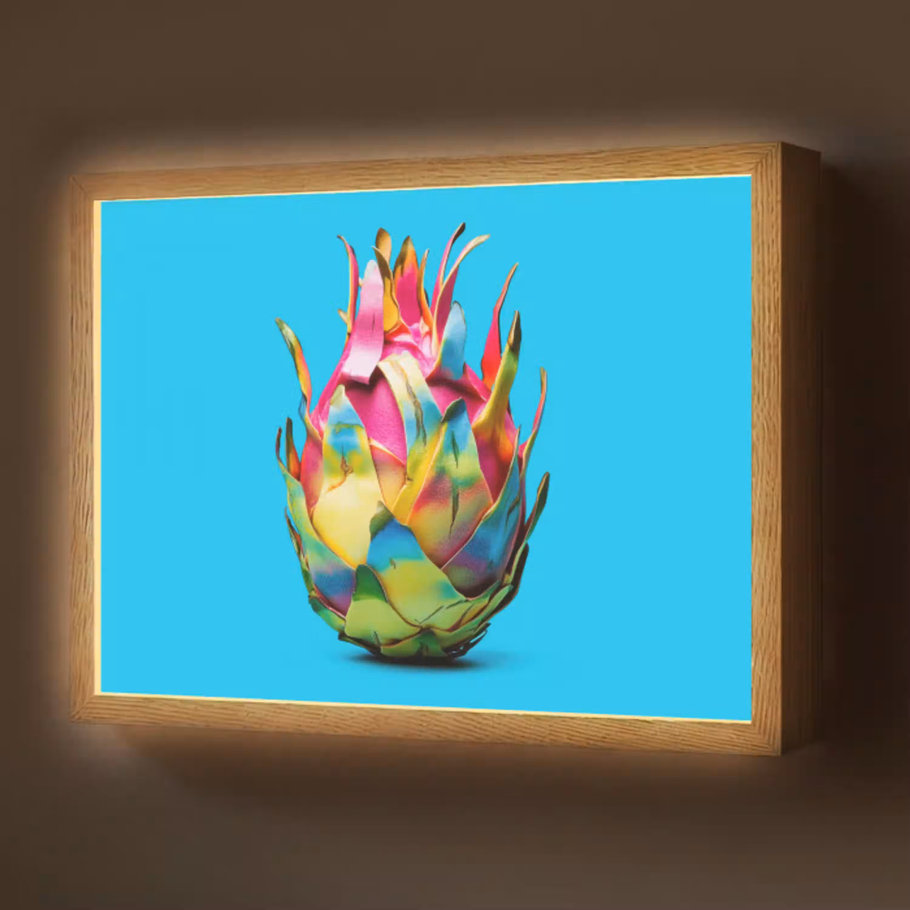 Drakenfruit - Blauw - Levendig Light Box met batterij (Wandlamp) middel -z3d_website