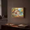 Landschap - Schilderij - Huis - Kunst - Herfst Light Box met batterij (Wandlamp) middel -sfeer1