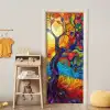 Boom - Zon - Verflook - Kleuren - Abstract deurposter klein -sfeer4