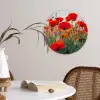 Klaproos - Bloemen - Rood - Paars - Weide Wandcirkel kunststof plaat 5mm dik klein -sfeer4