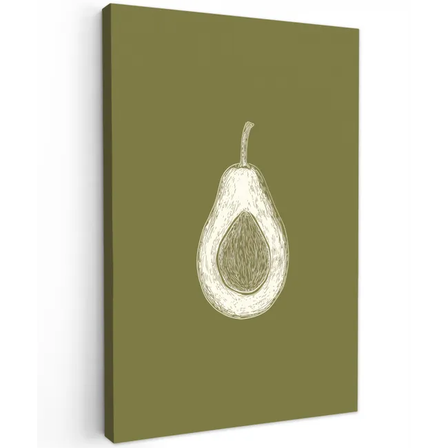 Avocado - Minimalistisch - Illustratie - Groen Tuinposter op houten frame 2 cm dik klein -3d