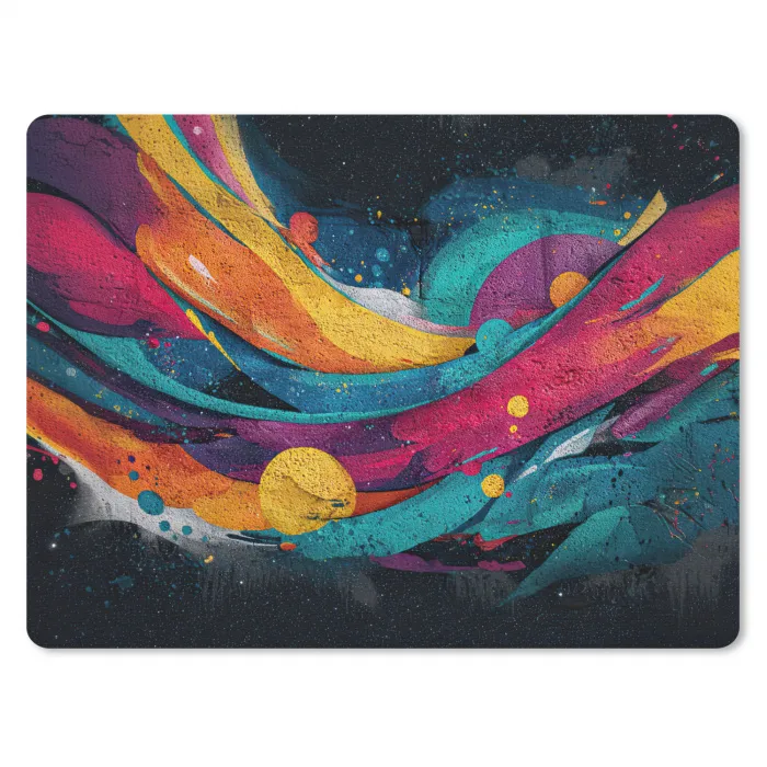 Banen - Golven - Kleurrijk - Abstract muismat rubber klein -3d