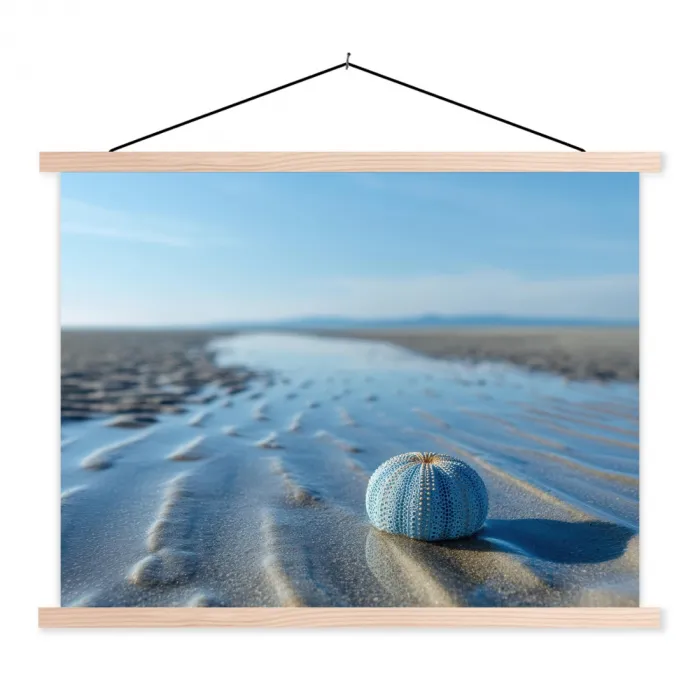 Strand - Schild - Water - Blauw textielposter latten blank klein -3d