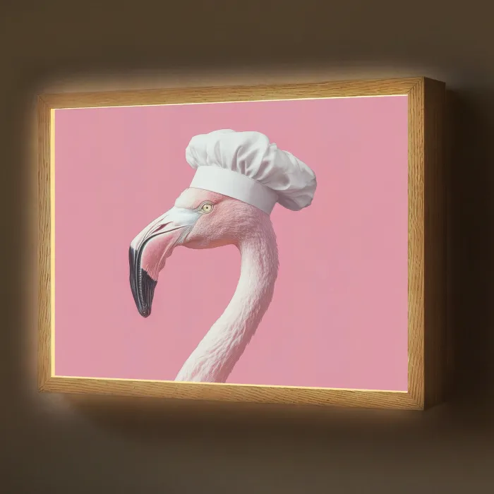 Flamingo - Roze - Koksmuts - Vogel Light Box met batterij (Wandlamp) middel -z3d_website