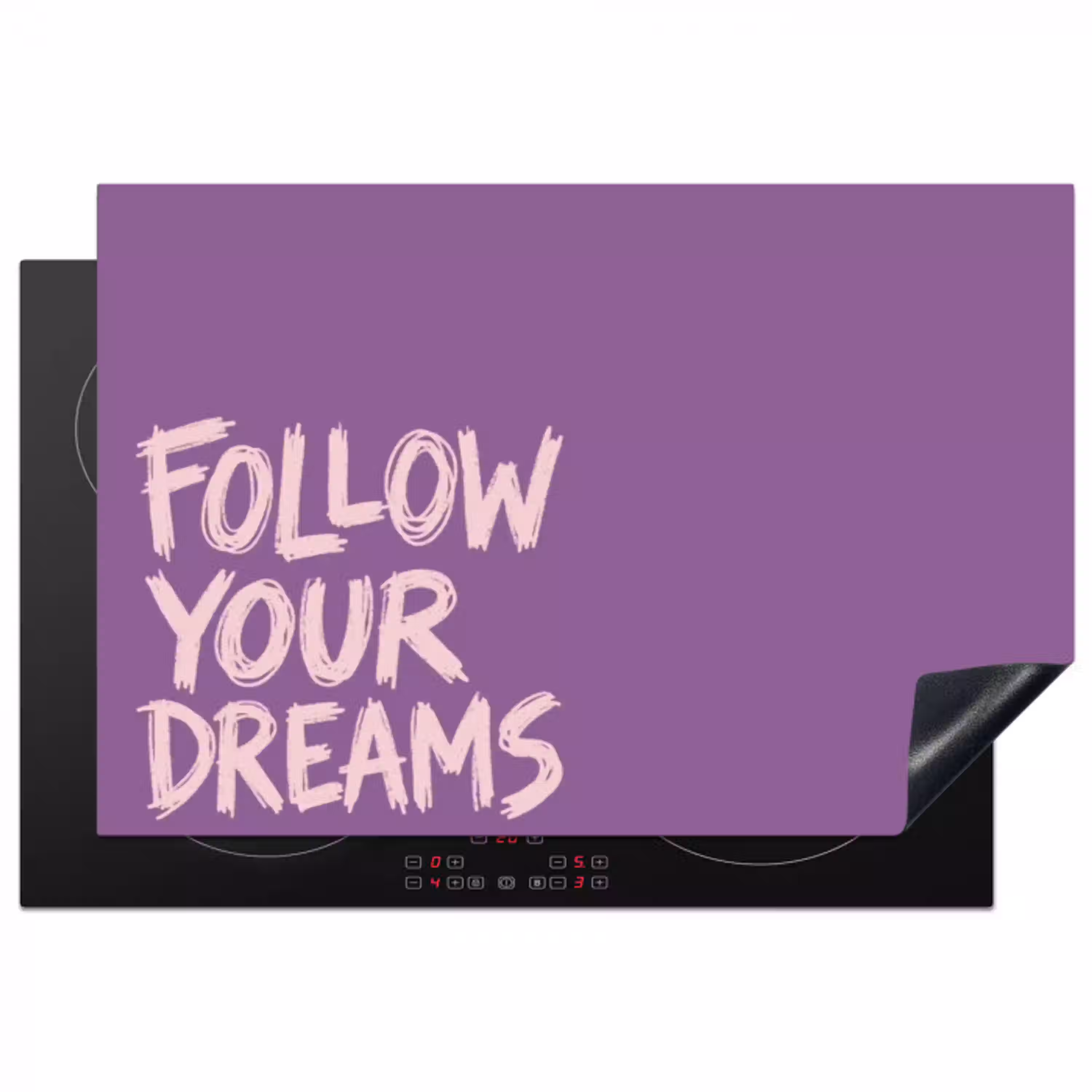 Follow your dreams - Paars - Penseeltextuur Inductie beschermer vinyl 3mm klein -3d