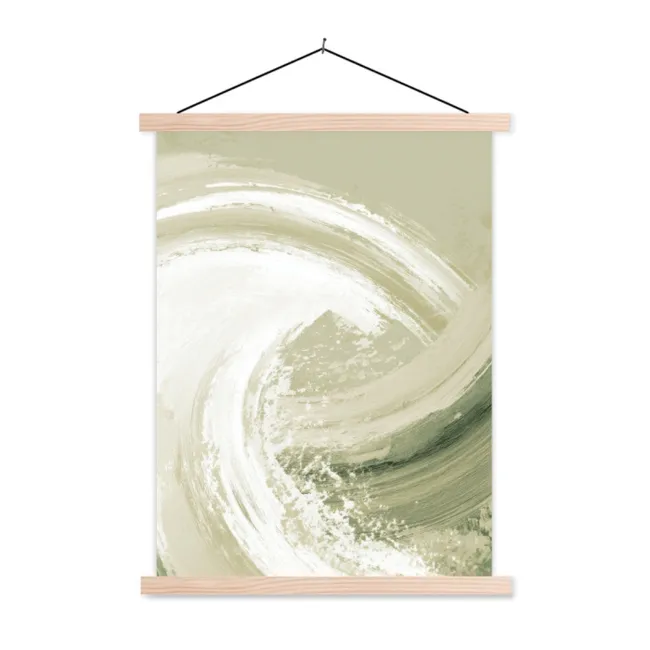 Schoolplaat - Abstract - Penseelstreken - Golven - Groen