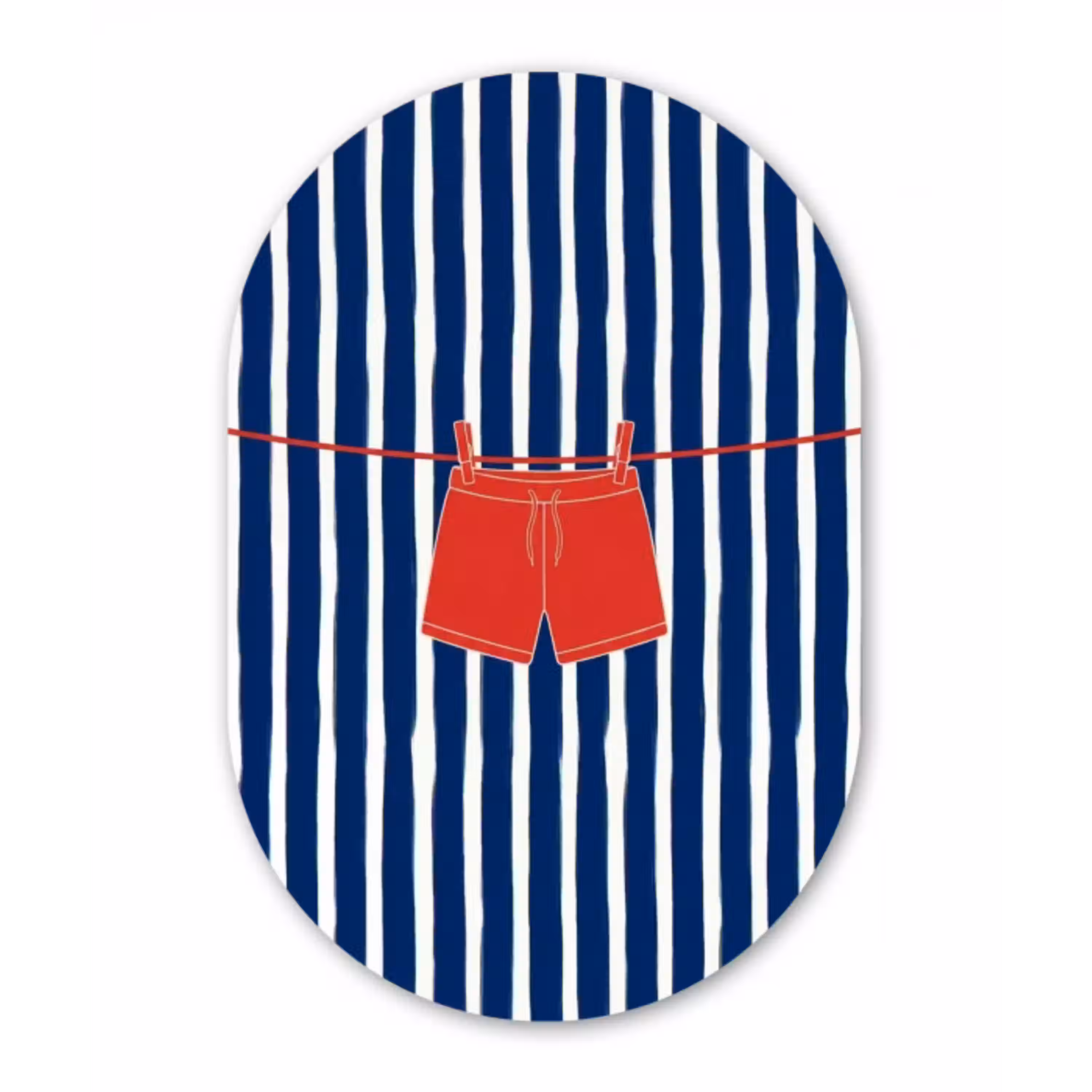 Shorts - Waslijn - Zomer - Illustratie - Rood Wandcirkel Ovaal Forex klein -3d