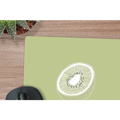Kiwi - Lijntekening - Minimalistisch - Groen muismat rubber klein -closeup