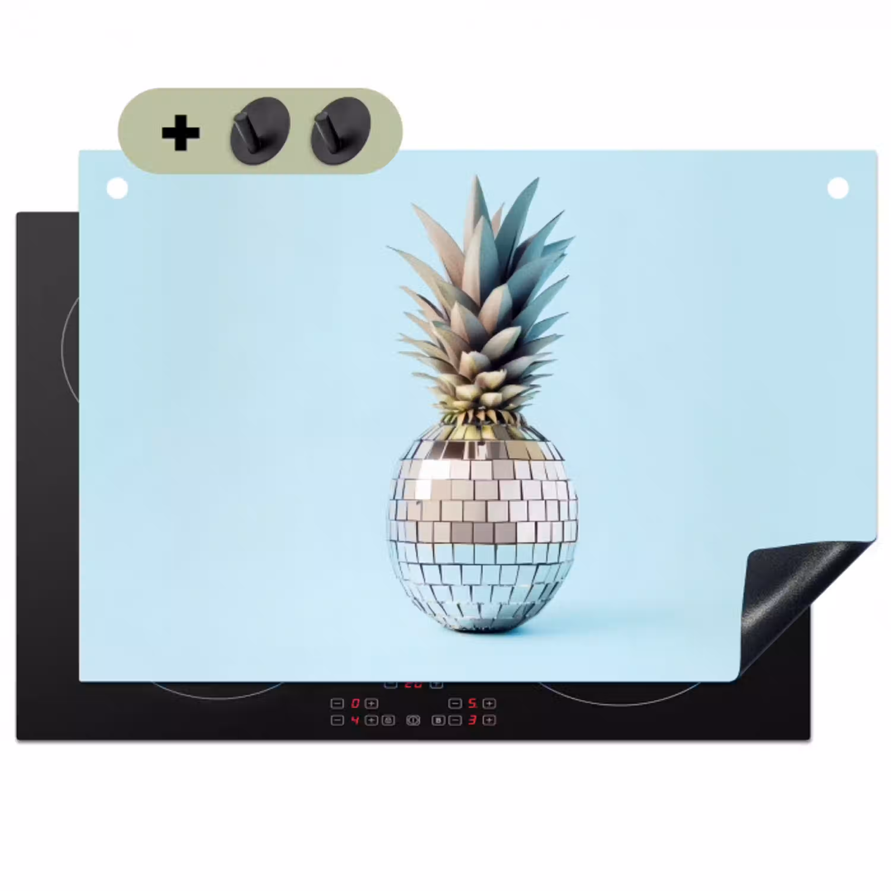 Blauw - Ananas - Disco - Discobal Inductie beschemer met haakjes klein -3d