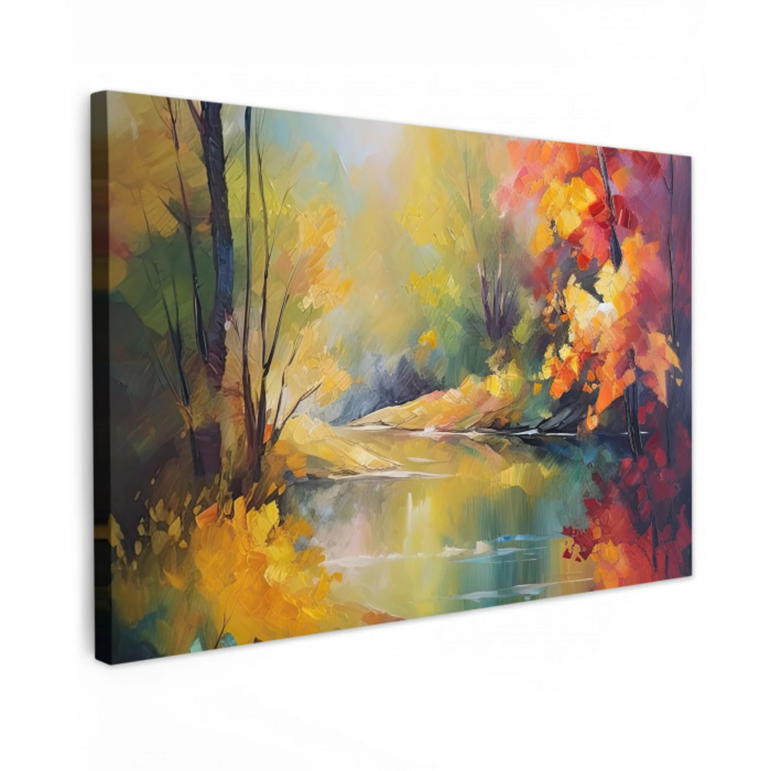 Landschap - Olieverf - Rivier - Kleurrijk canvas 2cm klein -z3d