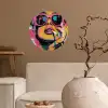 Portret - Vrouw - Abstract - Zonnebril Wandcirkel behangsticker klein -sfeer1