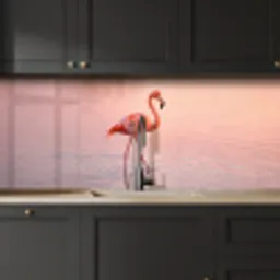 Flamingo - Water - Roze keuken achterwand 2 middel -sfeer1