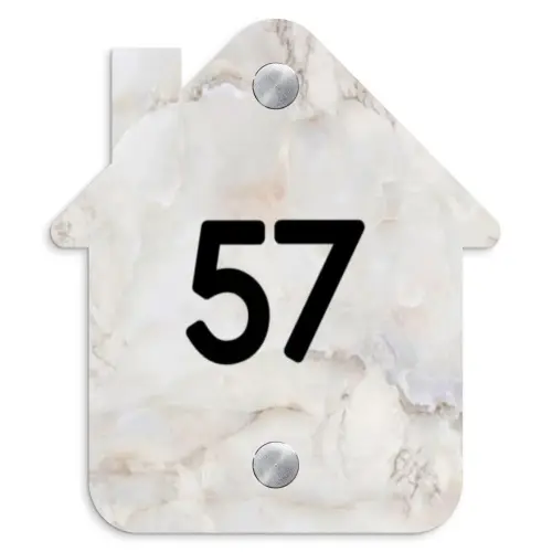 Beige marmer - Modern Naambord Huisje klein -3d