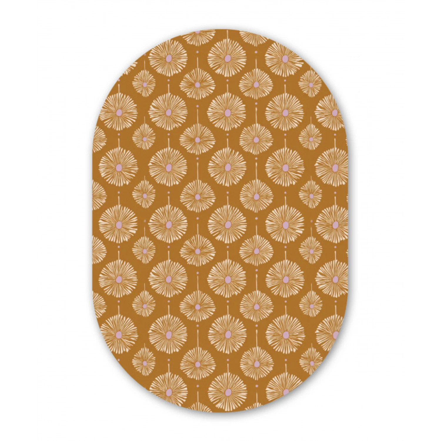 Bloemen - Modern - Oker Wandcirkel Ovaal Forex klein 630 -3d