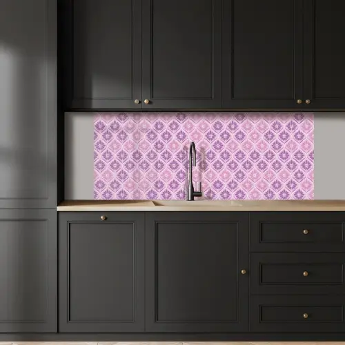 Bloemenruit - Patroon - Paars keuken achterwand 2 middel 871 -sfeer1