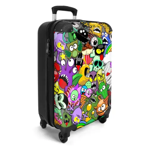 Kleurrijke Monstermix Koffer - NBS - Handbagage middel -productfoto_3d
