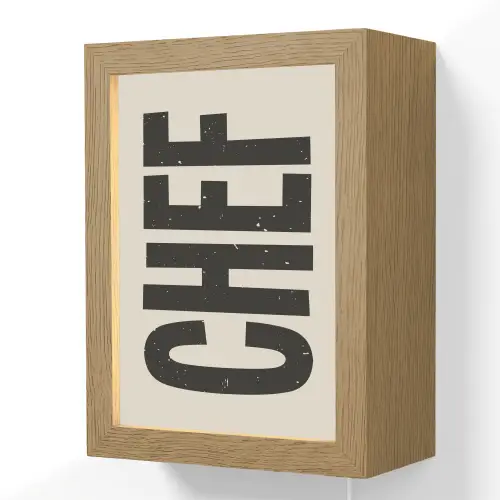 Vintage - Chef - Japandi - Zwart Light Box met kabel (Wandlamp) klein -3d