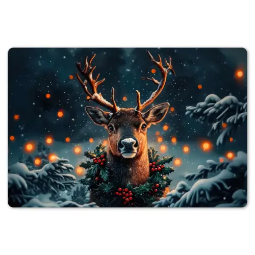 Hert - Kerst - Winter - Sneeuw - Kerstkrans Placemat vinyl groot -zzsfeer1_Kitchenyeah-website