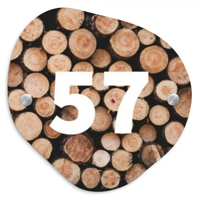 Naambordje voordeur - Organisch - Houtstapel - Traditioneel