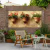 Bloempotten - Muur - Vintage Tuinposter op houten frame 2 cm dik xxl -sfeer3