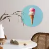 Bolletjes - Schepijs - Hoorntje - Blauw Wandcirkel kunststof plaat 5mm dik klein -sfeer4