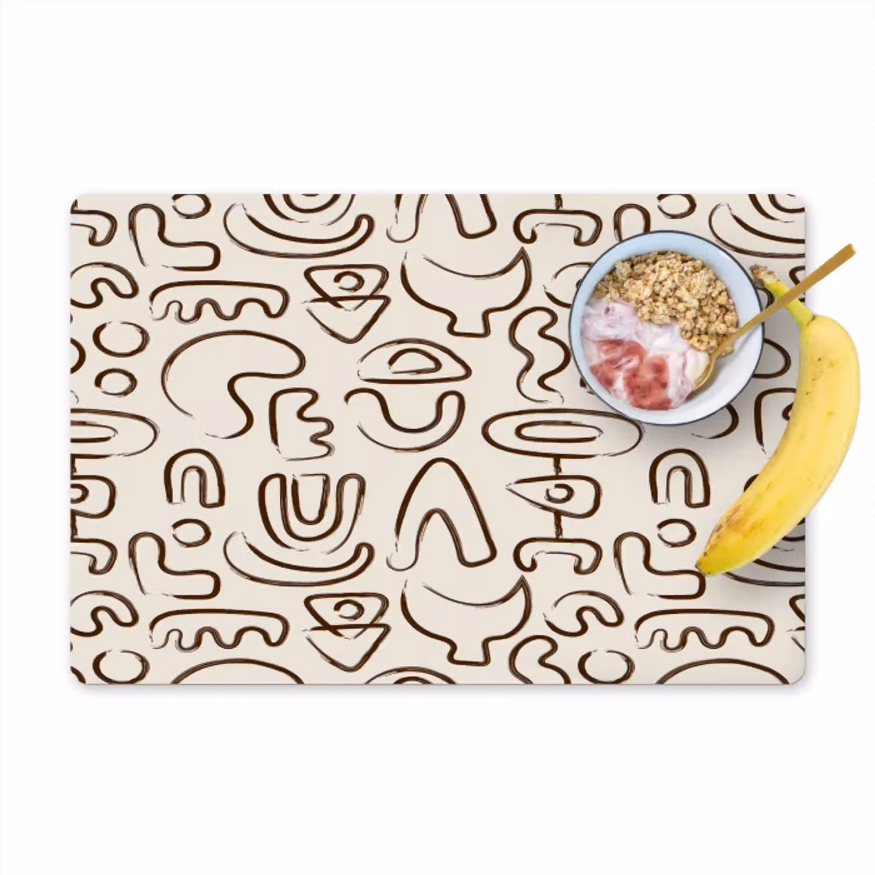 Abstract - Beige - Patroon - Donkerbruin Placemat vinyl groot 368 -zzzproduct_Kitchenyeah-website