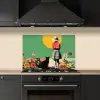 Retro - Meisje - Kat - Zon keuken achterwand spatscherm klein -sfeer1