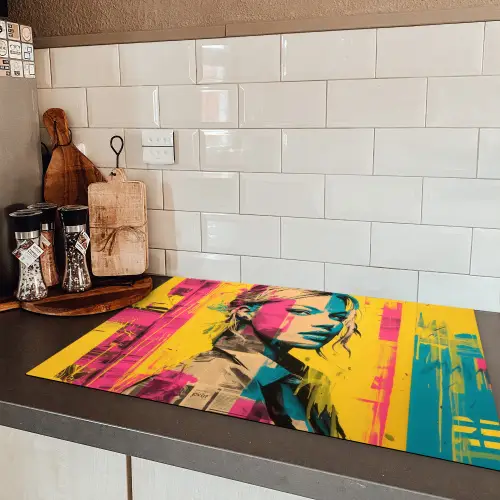Vrouw - Verfstrepen - Gekleurd Inductie beschermer vinyl 3mm klein -sfeer3