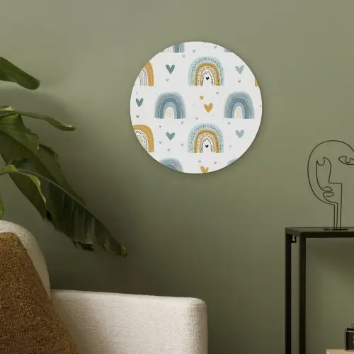 Patroon - Regenboog - Hartjes Akoestische PET Vilt - Rond klein -sfeer2