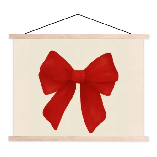 Strik - Symmetrisch - Rood - Lint textielposter latten blank klein -3d