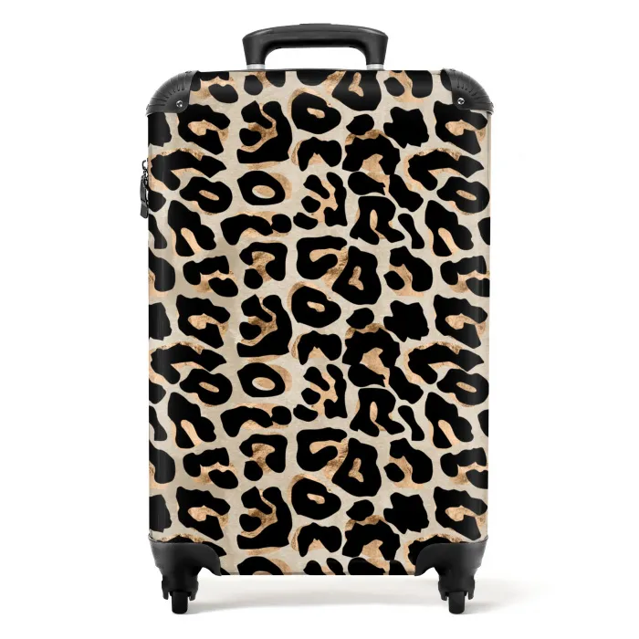 Dierenprint - Bruin - Panter NBS - Handbagage koffer - Unisex middel -productfoto_recht