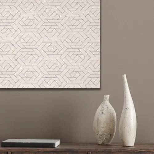 Patroon - Beige - Lijnen - Bruin PET vilt klein 837 -sfeer6_closeup