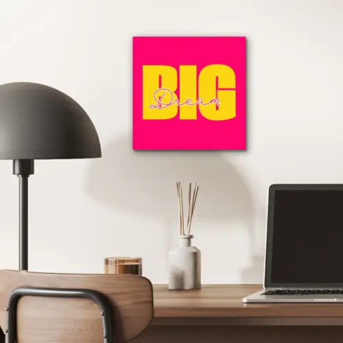 Dream big - Roze - Geel - Minimalistisch aluminium wit klein -sfeer5
