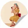 Illustratie - Mascara - Vrouw - Geel Wandcirkel behangsticker klein -3d