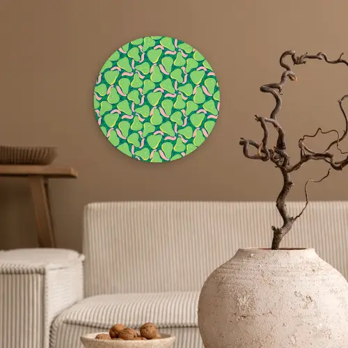Peren - Groen - Roze Wandcirkel plexiglas klein 852 -sfeer1