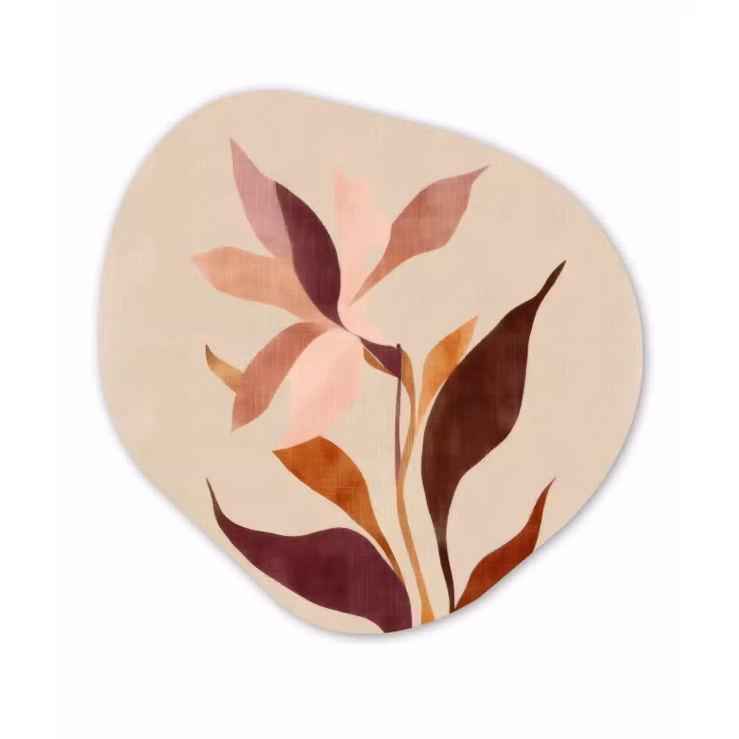 Organisch schilderij glas - Bloemen - Blaadjes - Minimalistisch - Roze