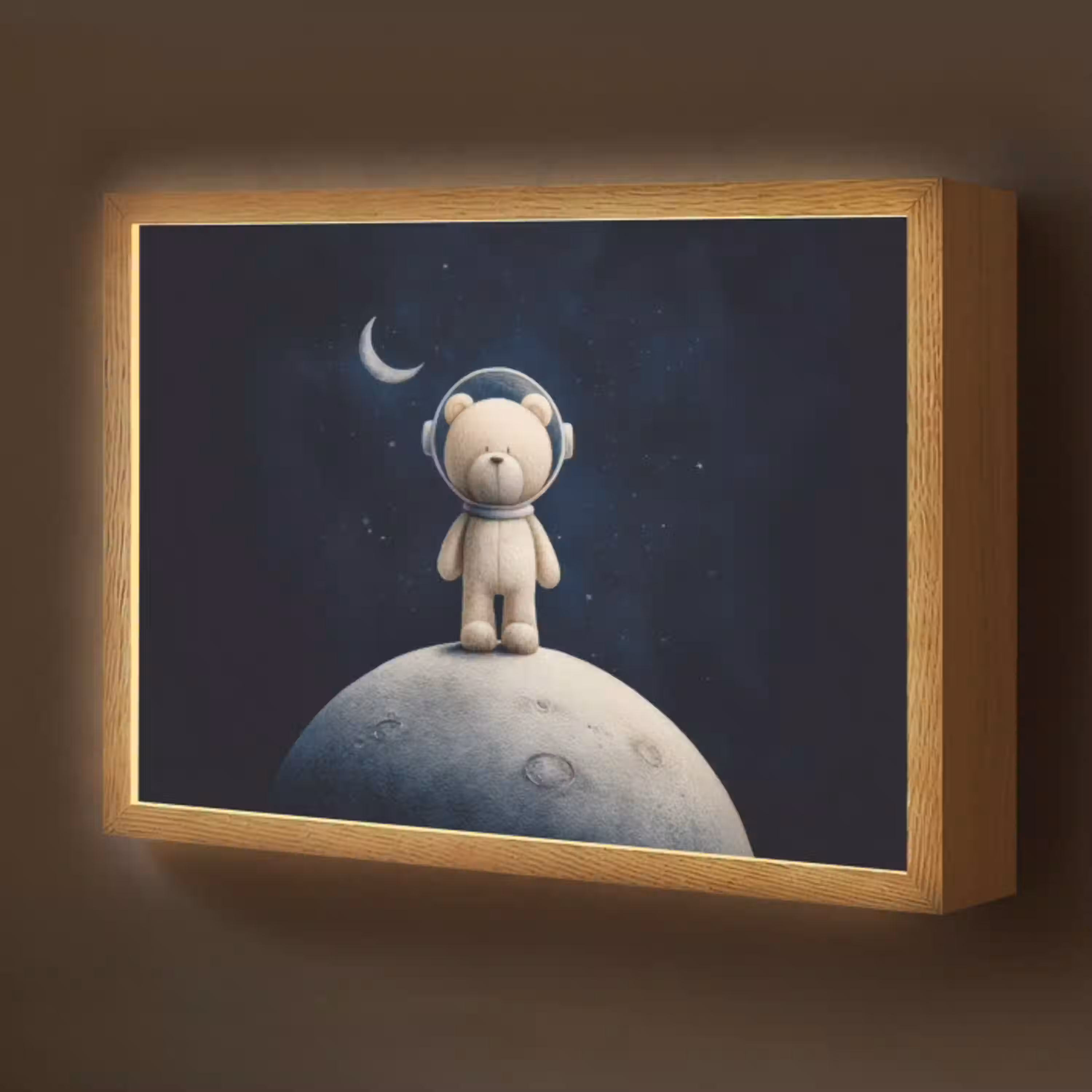 Teddybeer - Ruimtehelm - Maan - Sterren Light Box met batterij (Wandlamp kind) middel -z3d_website