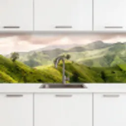 Landschap - Heuvels - Groen keuken achterwand 2 middel -3d
