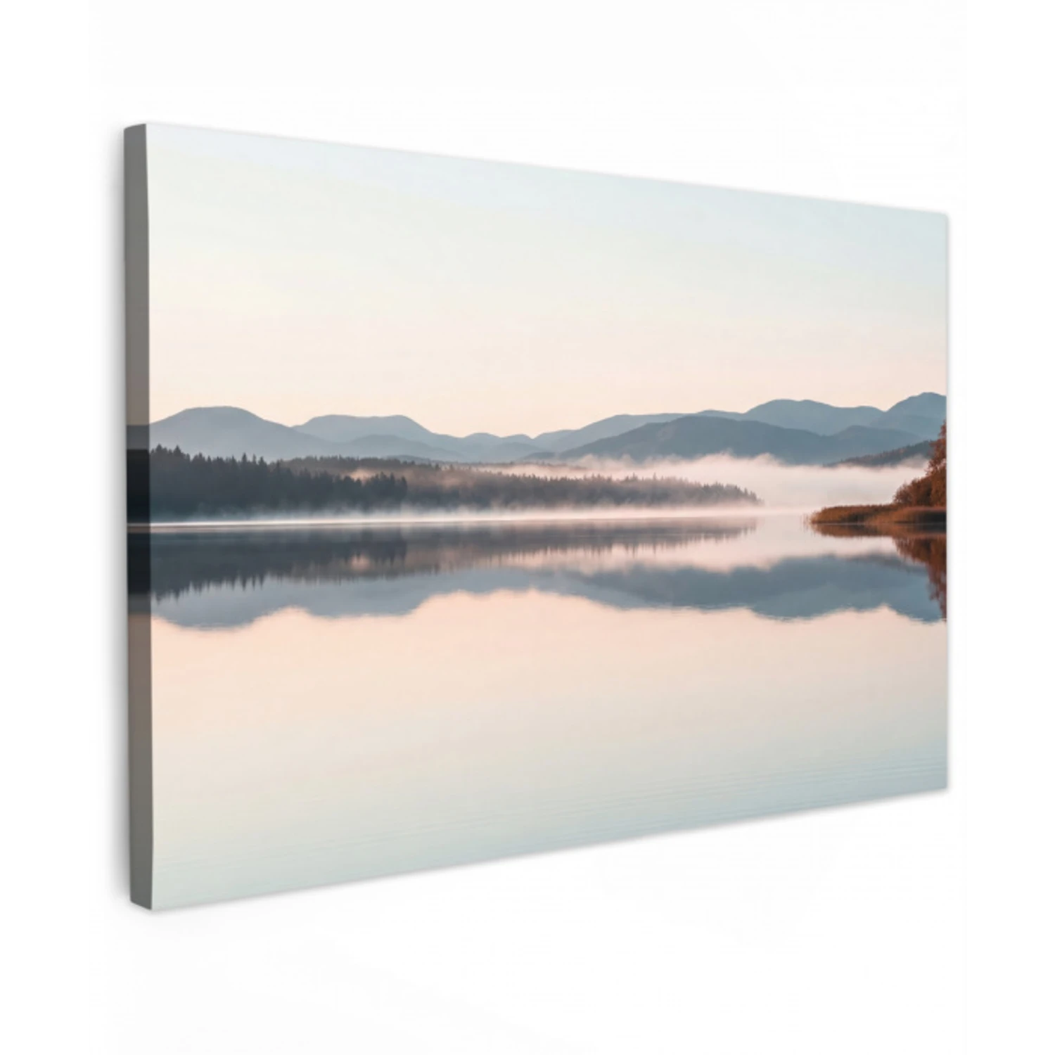 Water - Bomen - Mistlaag Tuinposter op houten frame 2 cm dik klein -3d